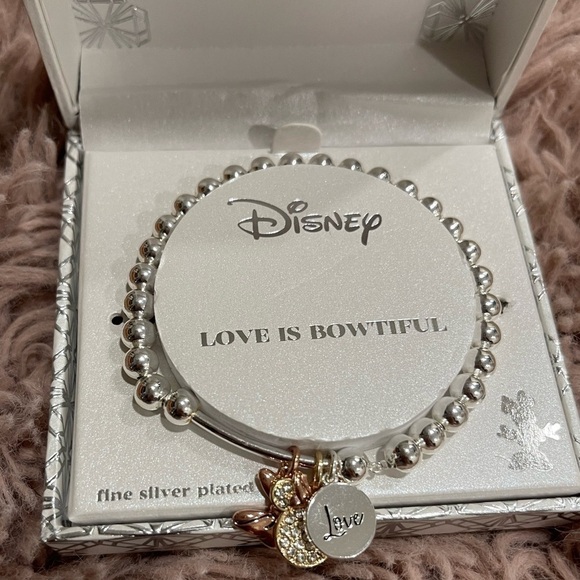 DISNEY Tri-Tone Crystal Minnie Mouse Charm Stretch Bracelet - Picture 2 of 5